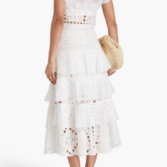 NWT Sandro White Tiered Maxi Skirt - Picture 3 of 4